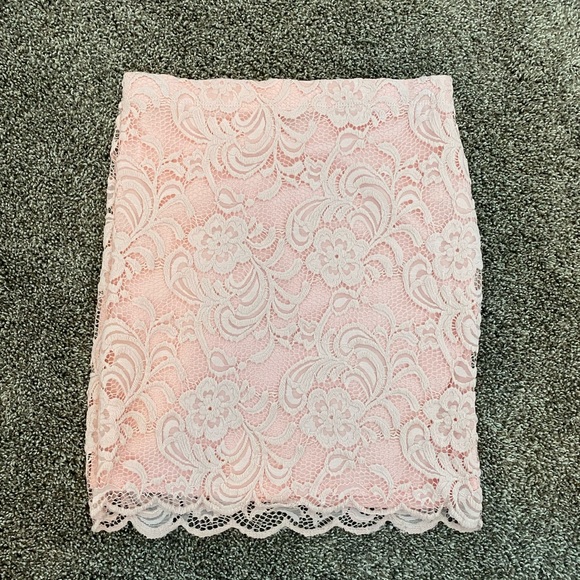 Ambiance Dresses & Skirts - Pink lace high waisted skirt small